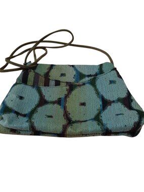 Maruca Frog Egg Cluster Blue Green Tapestry Crossbody Bag Handmade Boulder, CO